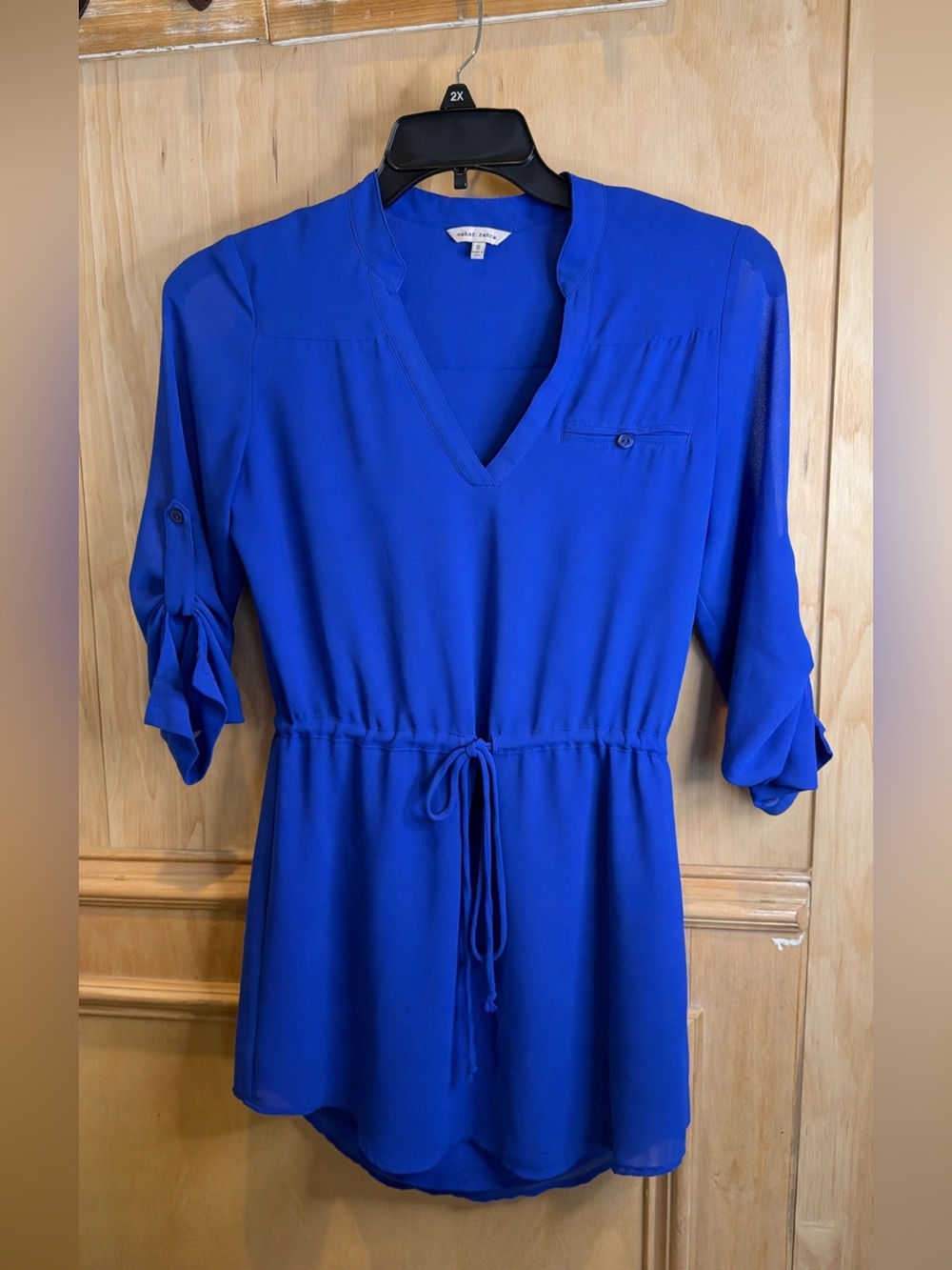 Naked Zebra Royal Blue V-Neck Drawstring Tunic